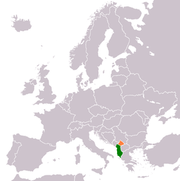 Carte indiquant l'emplacement de l'Albanie et du Kosovo