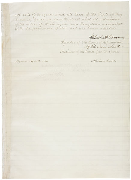 File:An Act of April 16, 1862 (For the Release of Certain Persons Held to Service or Labor in the District of Columbia), 04-16-1862, page 5.jpg