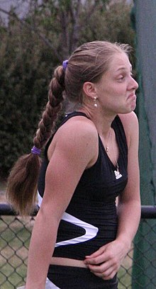 Anna Chakvetadze at the 2007 Australian Open, during her first-round women's double match