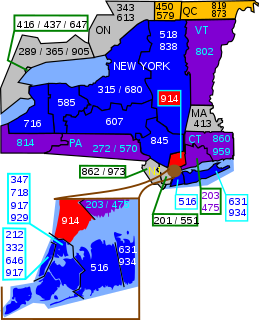 <span class="mw-page-title-main">Area code 914</span> Area code of Westchester County, New York