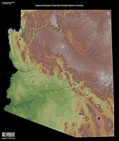 Shaded relief map, Arizona.