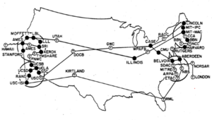 ARPANET access points in the 1970s Arpanet in the 1970s.png