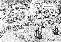 The Arrival of the Englishmen in Virginia, 1607. Arrival of Englishmen in North Carolina - 1585.jpg