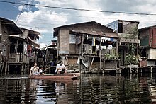 The permanently flooded area at the Artex Compound in Barangay Dampalit Artex Compound houses.jpg