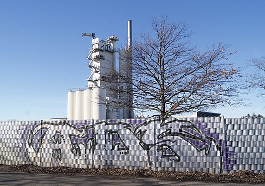 Silos of an asphalt mixing plant