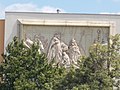 Miniatuur voor Bestand:Astrik gives the crown to Saint Stephen, architectural reliefs, 2017 Várpalota.jpg