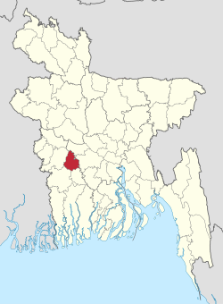 बांग्लादेश के मानचित्र पर मागुरा जिले की अवस्थिति