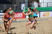 Deutsch: Beachhandball Europameisterschaften 2019 (Beach handball Euro); Tag 2: 3. Juli 2019 – Frauen, Vorrunde Gruppe D, Ukraine-Deutschland 2:0 (23:22, 32:24) English: Beach handball Euro; Day 2: 3 July 2019 – Women Preliminary Round Group D – Ukraine-Germany 2:0 (23:22, 32:24)