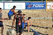 Deutsch: Beachhandball Europameisterschaften 2019 (Beach handball Euro); Tag 4: 5. Juli 2019 – Männer, Viertelfinale, Dänemark-Frankreich 2:0 (19:14, 12:10) English: Beach handball Euro; Day 4: 5 July 2019 – Quarter Final Men – Denmark-France 2:0 (19:14, 12:10)