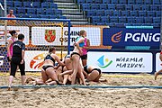 Deutsch: Beachhandball Europameisterschaften 2019 (Beach handball Euro); Tag 5: 6. Juli 2019 – Frauen, Halbfinale, Kroatien-Dänemark 1:2 (12:19, 17:10, 4:7) English: Beach handball Euro; Day 5: 6 July 2019 – Semifinal Men – Croatia-Denmark 1:2 (12:19, 17:10, 4:7)