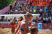 Deutsch: Beachhandball bei den Olympischen Jugendspielen 2018 in Buenos Aires; Tag 7, 13. Oktober 2018; Mädchen, Halbfinale – Niederlande-Kroatien 0:2 English: Beach handball at the 2018 Summer Youth Olympics in Buenos Aires at 13 October 2018 – Girls Semifinal – Netherlands-Croatia 0:2 Español: Handball de playa en los Juegos Olimpicos de la Juventud Buenos Aires 2018 en 13 de octubre de 2018 – Semifinales Femeninas - Países Bajos-Croacia 0:2