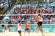 Deutsch: Beachvolleyball bei den Olympischen Jugendspielen 2018; Tag 8, 14. Oktober 2018; Mädchen, Achtelfinale – Mexiko-China 0:2 (15–21/16–21) English: Beach volleyball at the 2018 Summer Youth Olympics at 14 October 2018 – Girls Round of 16 – Mexico-China 0:2 (15–21/16–21)