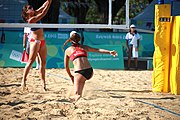 Deutsch: Beachvolleyball bei den Olympischen Jugendspielen 2018; Tag 8, 14. Oktober 2018; Mädchen, Achtelfinale – Bolivien-Puerto Rico 0:2 (18–21/18–21 ) English: Beach volleyball at the 2018 Summer Youth Olympics at 14 October 2018 – Girls Round of 16 – Bolivia-Puerto Rico 0:2 (18–21/18–21 )