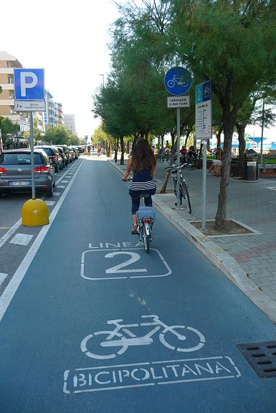 File:Bicicpoliatana di Pesaro, il ramo n. 2 coincidente con il trattolocale della Ciclovia Adriatica.JPG