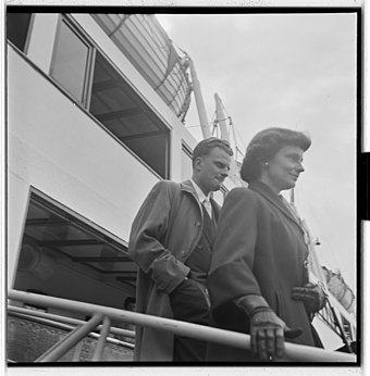 Billy Graham and his wife in Oslo, Norway, 1955.
