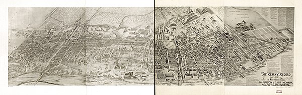 Bird's-eye view of the West Hudson towns Harrison, East Newark, Kearny & Arlington (1907)