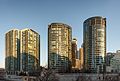 * Nomination Buildings on Front Street West in the CityPLace neighbourhood, Toronto as seen from Blue Jays Way on the other side of the railway tracks. From left to right: Apex2 (397 Front St W), Apex (381 Front St W), Matrix 2 (373 Front St W), Matrix 1 (361 Front St W). These four towers consitute what is called Block 1. --Slaunger 22:32, 14 March 2017 (UTC) * Promotion Difficult light but overall good and no sign of invasion of privacy. Any chance of some slight NR on just the lower shadowy parts of the photo? --W.carter 23:42, 14 March 2017 (UTC)  Done -- Slaunger 20:05, 15 March 2017 (UTC) Much better! :) Good quality. --W.carter 20:25, 15 March 2017 (UTC)