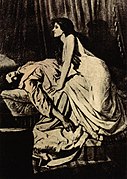 De Vampier door Philip Burne-Jones, 1896, veroorzaakte een schandaal door Campbells gezichtsuitdrukking