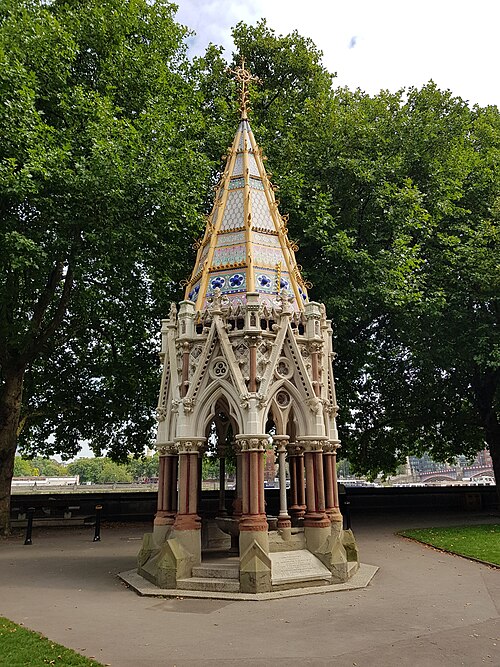 Buxton Memorial Fountain, celebrating the emancipation of slaves in the British Empire in 1834, in Victoria Tower Gardens, Millbank, Westminster, Lond