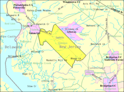 Квинтон Тауншиптің санау бюросының картасы, Нью-Джерси