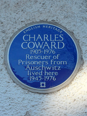 Charles Coward 1905 – 1976 Rescuer of prisoners from Auschwitz lived here 1945 - 1976.jpg