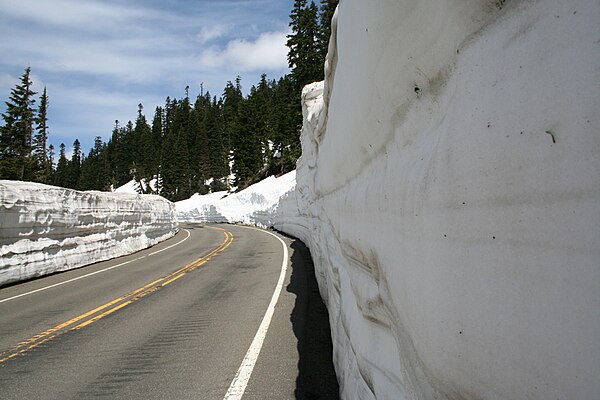 SR 410 traveling near Chinook Pass, the Pierce–Yakima county line, seen in June.