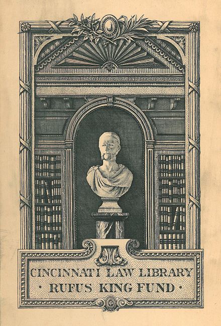 Bookplate of the Rufus King Fund, University of Cincinnati Law Library