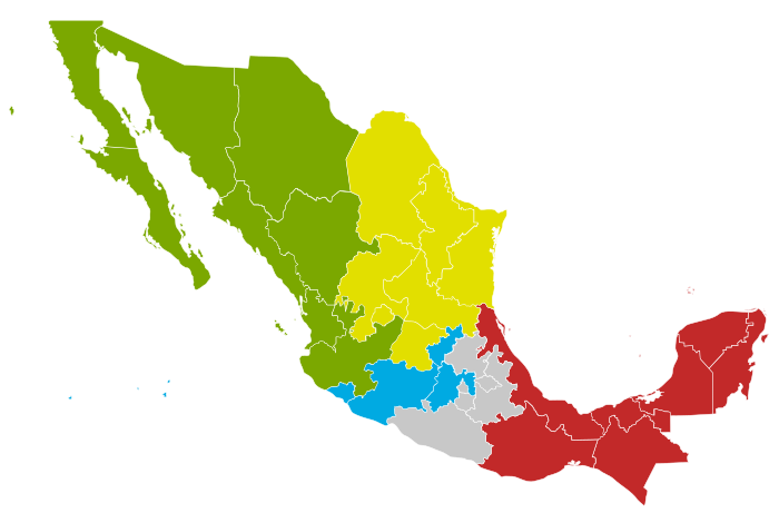 Mapa de México dividido por estados