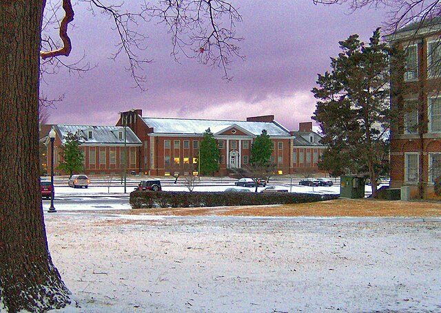 Clement Hall in Winter.