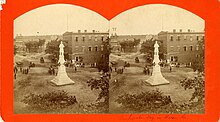 Confederate monument in Macon, Ga on Mulberry street circa 1877 Confederate monument, Mulberry Street, Decoration Day display, circa 1877 - DPLA - bcba8ddfd2acd4f29668355f795d5ee6.jpeg