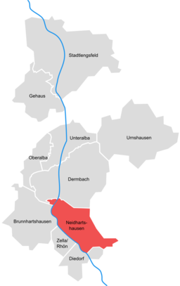 Tidigare läge för kommunen Neidhartshausen i Wartburgkreis