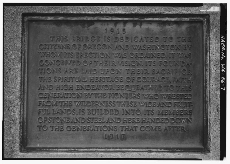 File:DEDICATION PLATE, DETAIL - Vancouver-Portland Interstate Bridge, Interstate Route 5 Spanning Columbia River, Vancouver, Clark County, WA HAER WASH,6-VANCO,5-7.tif