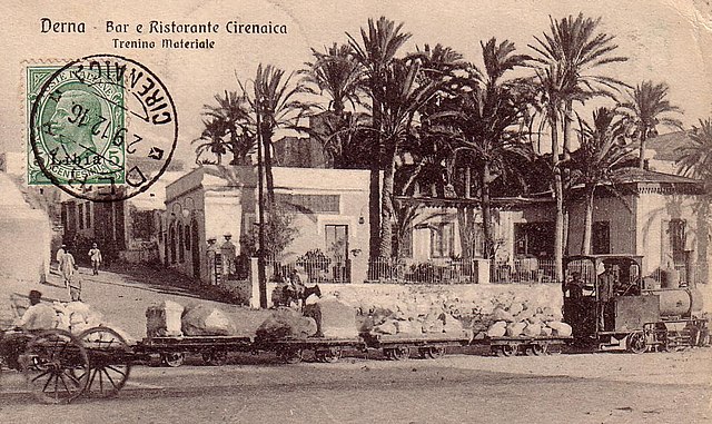 Derna - Bar and restaurant Cirenaica - Goods train (stamped on 29 December 1916)
