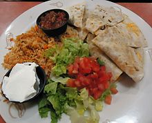 Quesadillas served at a Friendly's restaurant in New Jersey Dinner at Friendlys restaurant quesedillas.jpg