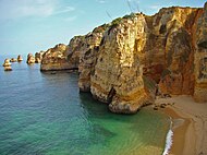 The cliffs and white sanded beaches of the Algarve.