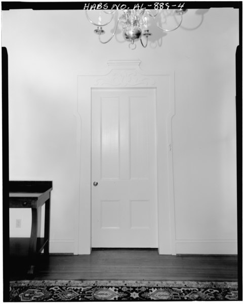 File:Door from entrance hall to living room - Warren Stone House, County Highway 40 west of County Highway 37, Burkville, Lowndes County, AL HABS ALA,43-BURK.V,6-4.tif