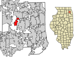 Location of Winfield in DuPage County, Illinois.