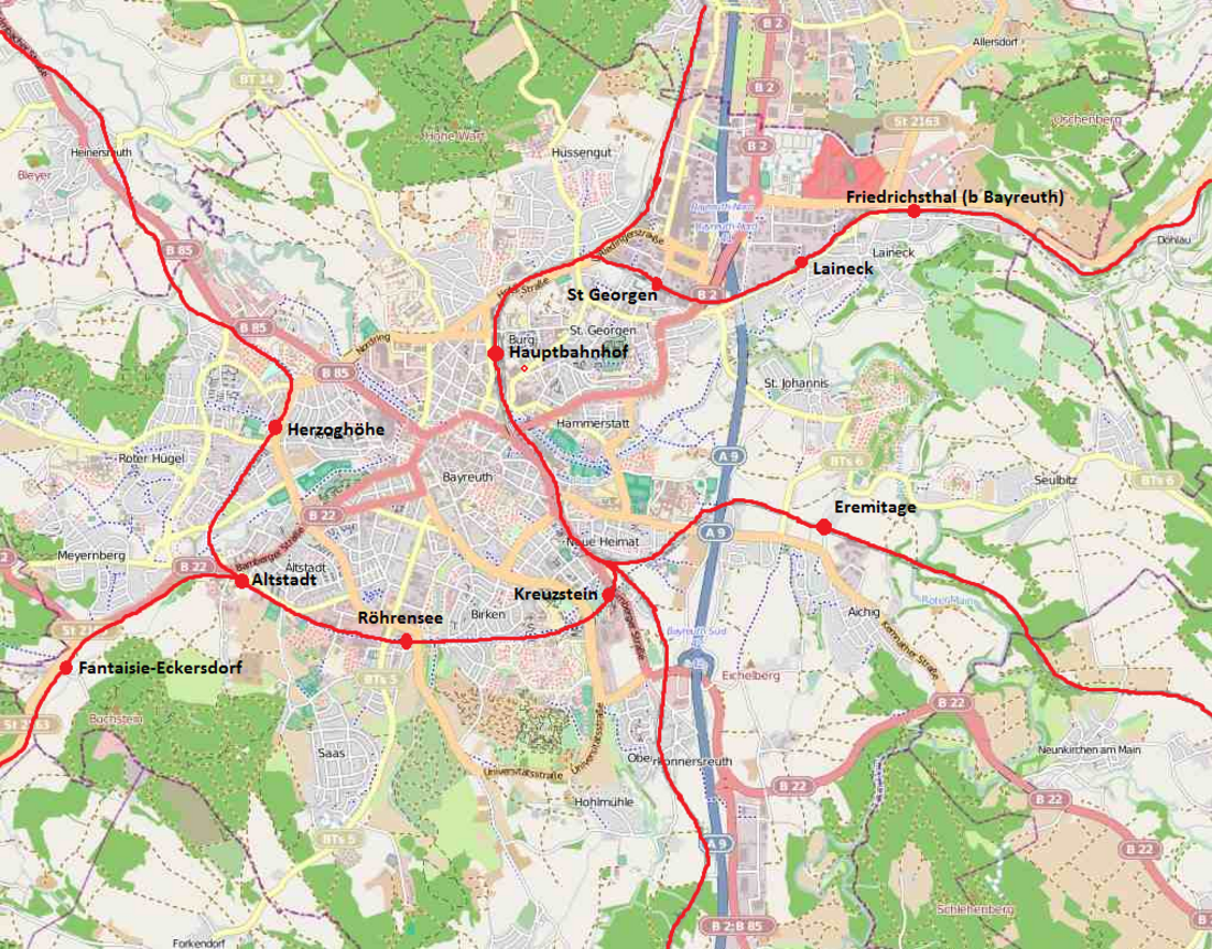 Liste der Bahnhöfe und Haltepunkte in Bayreuth