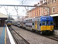Endeavour railcar and V Set at Newcastle railway station.JPG