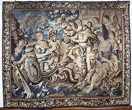 Éole, tapisserie de basse lisse, d'après Isaac Moillon, laine et soie. Vers 1650.