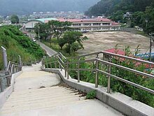 Evacuation stairway of the Omoto Elementary School in the town of Iwaizuma Iwate Prefercture.jpg