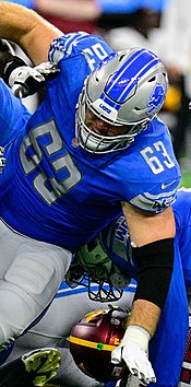 Detroit Lions center Evan Brown (63) plays during the first half