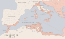 The 2 Eastern Roman Exarchates in 600 A.D. Exarchates - 600 AD.png