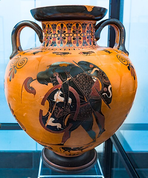 File:Exekias - ABV 144 6 - animal frieze - Aias carrying the body of Achilleus - München AS 1470 - 02.jpg