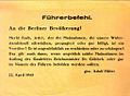 "Order of the Führer" for the Berlin population from 22 April 1945