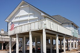 Rumah panggung yang terletak di Galveston Island