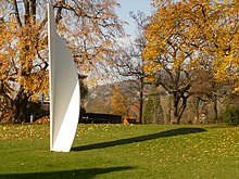 White Curves (2002), made of white aluminium, by Ellsworth Kelly Fond.Beyeler Garten2.JPG