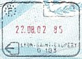 Exit stamp for air travel, issued at Lyon–Saint-Exupéry Airport