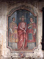 Affresco di anonimo in via Ariberto: San Lorenzo, Gesù e Santo Stefano