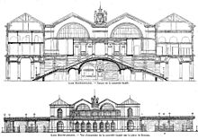 Élévation de la gare en suivant les plans de 1898[23].